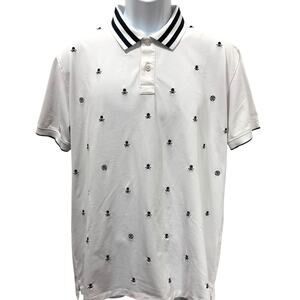 G/Fore Skull & Crossbones Embroidered‎ Polo White Men’s Size M
